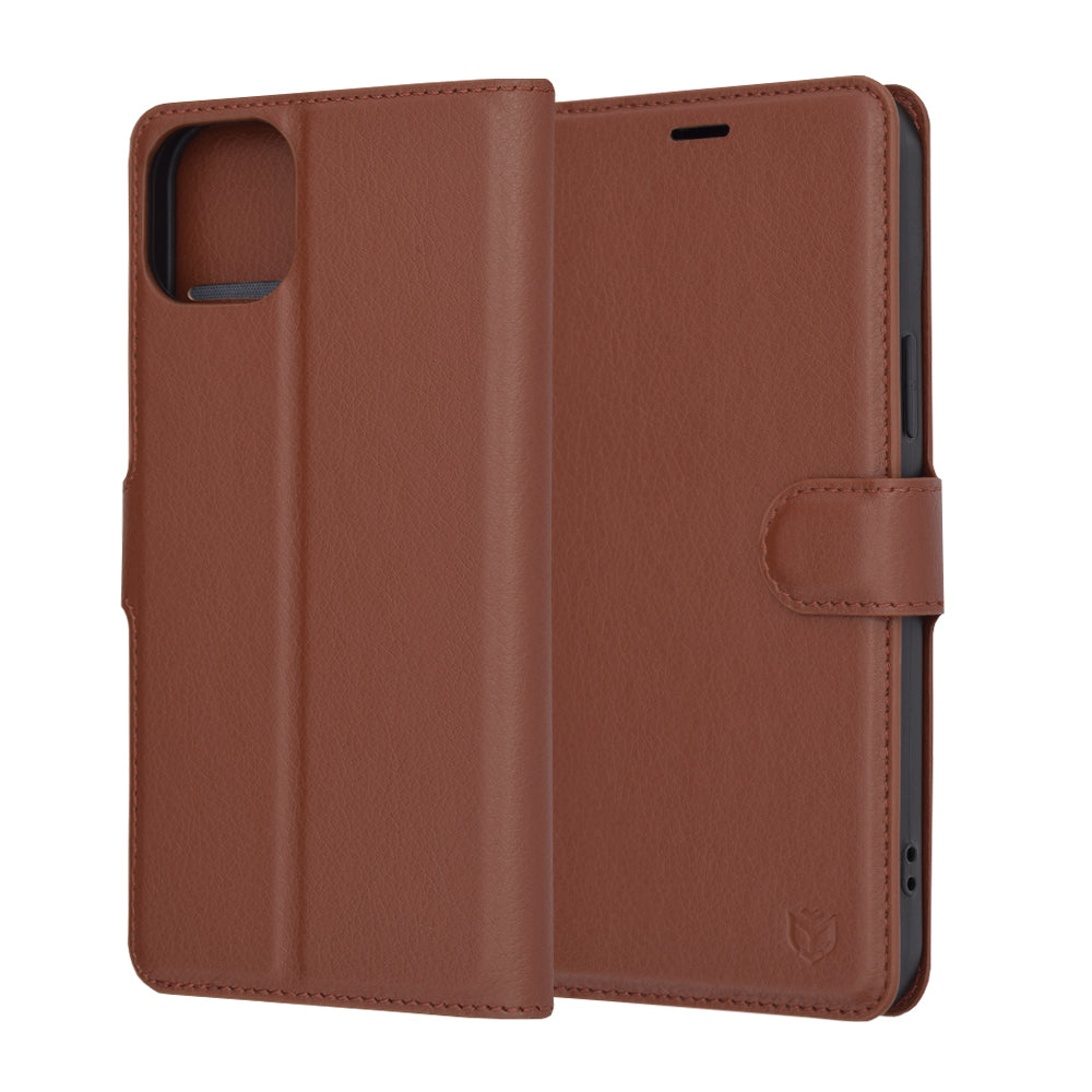 Deksel for Apple iPhone 15 Plus, Techsuit, Leather Folio, Brun