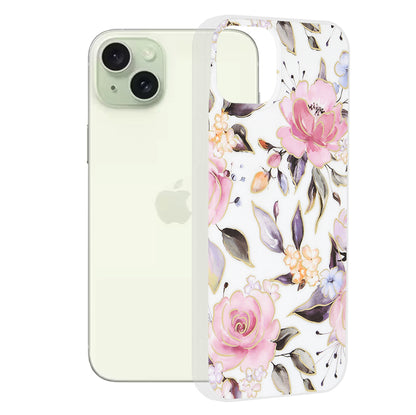 Deksel til Apple iPhone 15 Plus, Techsuit, Marble, Hvit