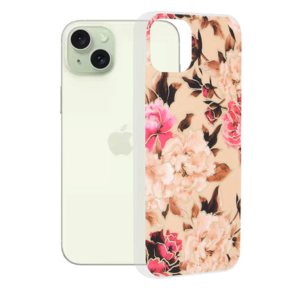 Deksel for Apple iPhone 15 Plus, Techsuit, Marble, Beige