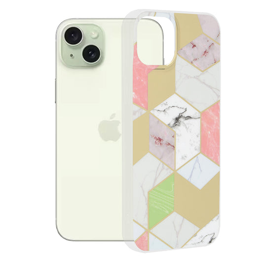 Deksel for Apple iPhone 15 Plus, Techsuit, Marble, Lilla