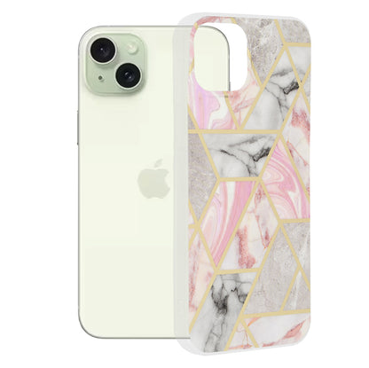 Deksel for Apple iPhone 15 Plus, Techsuit, Marble, Rosa
