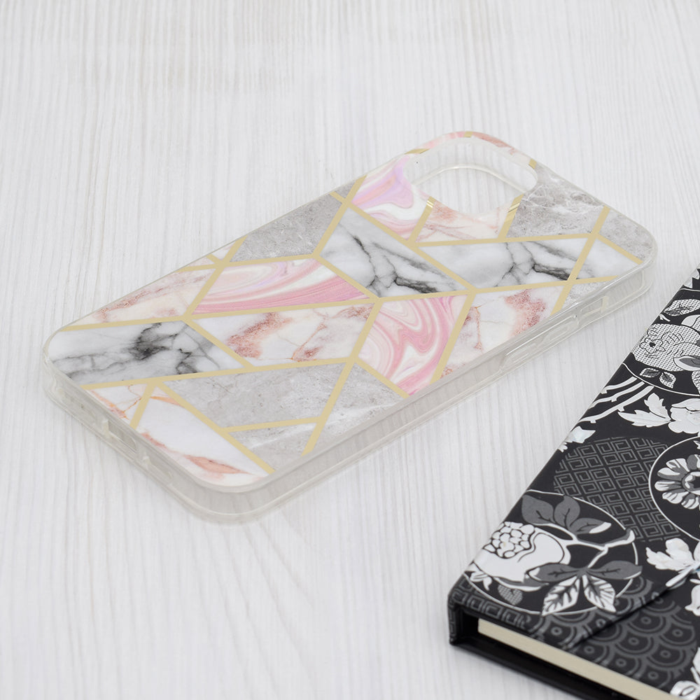 Deksel for Apple iPhone 15 Plus, Techsuit, Marble, Rosa