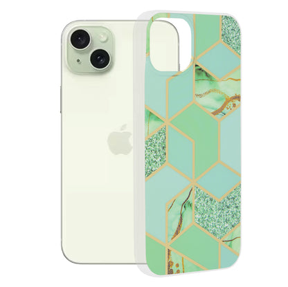 Deksel for Apple iPhone 15 Plus, Techsuit, Marble, Grønn