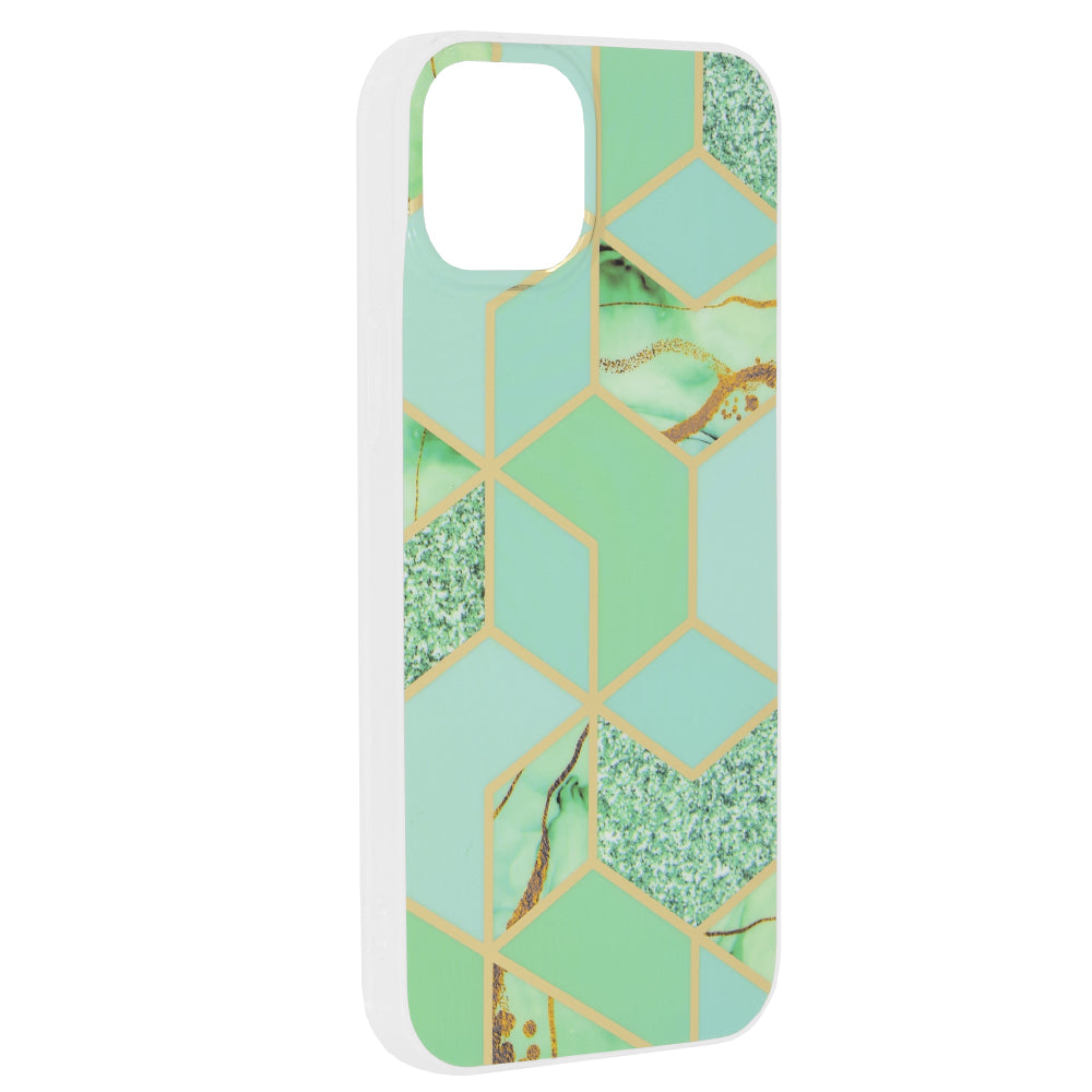 Deksel for Apple iPhone 15 Plus, Techsuit, Marble, Grønn