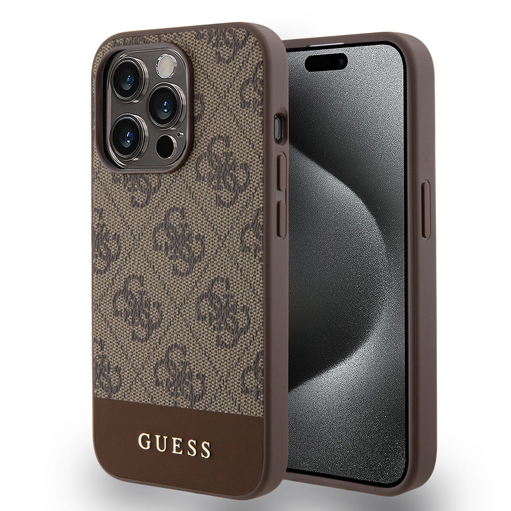 Deksel for Apple iPhone 15 Pro, Guess, 4G Stripe, Brun