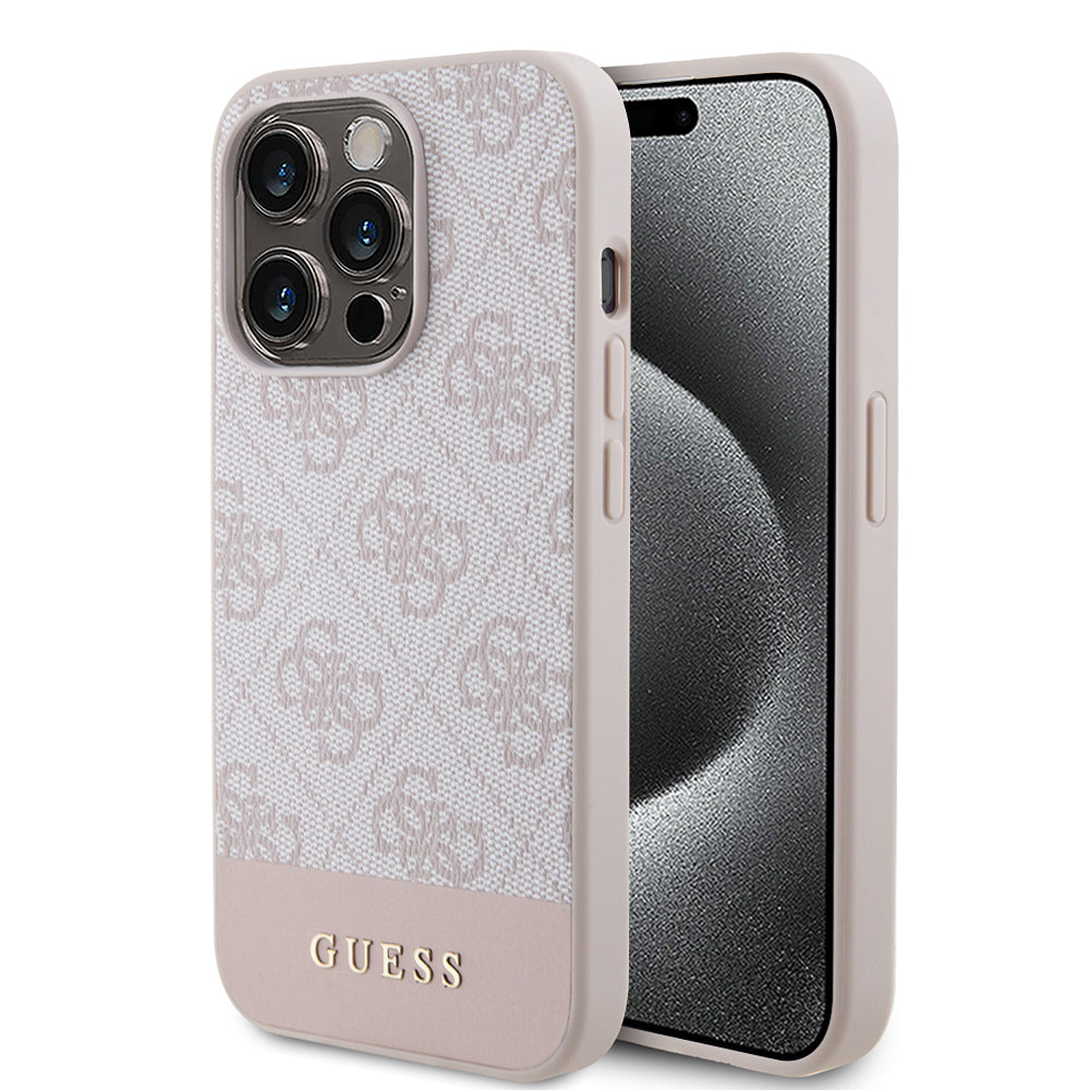 Deksel for Apple iPhone 15 Pro, Guess, 4G Stripe, Rosa
