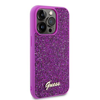 Deksel for Apple iPhone 15 Pro, Guess, Disco Metal Script, Fuchsia