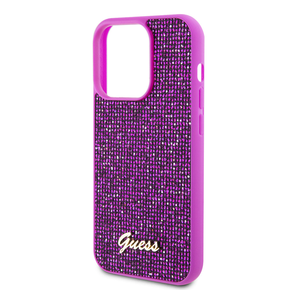 Deksel for Apple iPhone 15 Pro, Guess, Disco Metal Script, Fuchsia