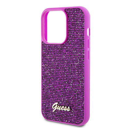 Deksel for Apple iPhone 15 Pro, Guess, Disco Metal Script, Fuchsia
