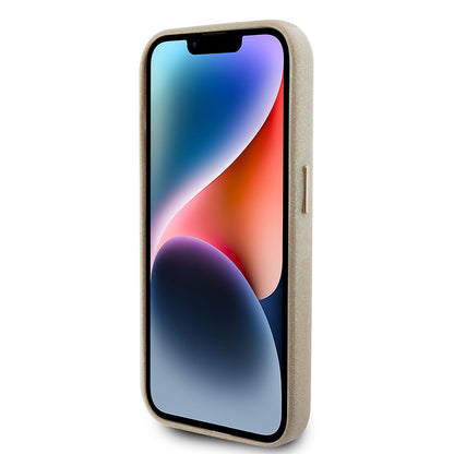 Deksel for Apple iPhone 15 Pro, Guess, Glitter Glossy Script, Beige