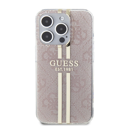 Deksel for Apple iPhone 15 Pro, Guess, IML 4G Gold Stripe, Rosa