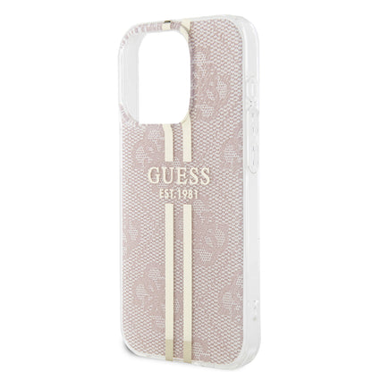 Deksel for Apple iPhone 15 Pro, Guess, IML 4G Gold Stripe, Rosa