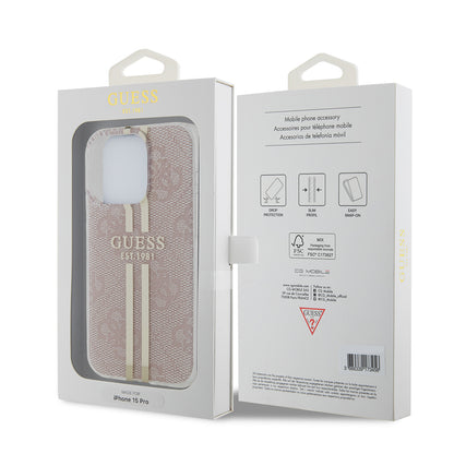 Deksel for Apple iPhone 15 Pro, Guess, IML 4G Gold Stripe, Rosa