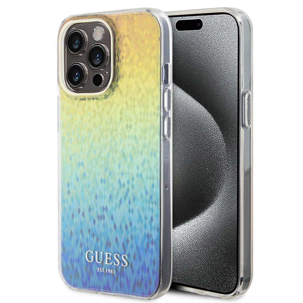 Deksel for Apple iPhone 15 Pro, Guess, IML Faceted Mirror Disco Iridescent, Flerfarget
