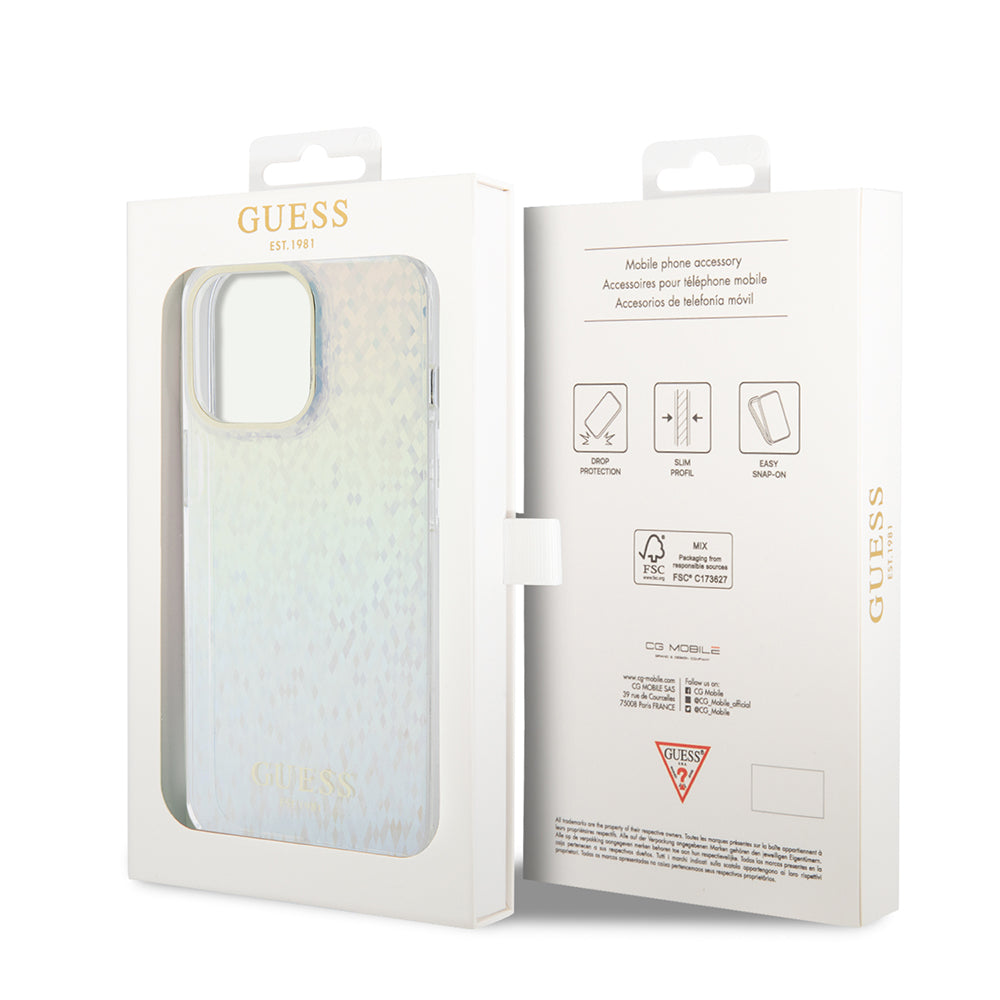 Deksel for Apple iPhone 15 Pro, Guess, IML Faceted Mirror Disco Iridescent, Flerfarget