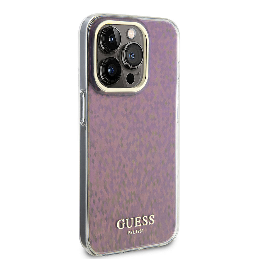 Deksel for Apple iPhone 15 Pro, Guess, IML Faceted Mirror Disco Iridescent, Rosa