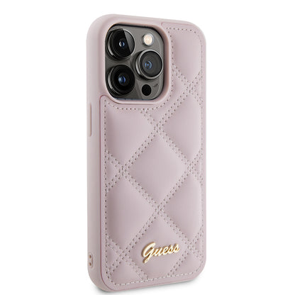 Deksel for Apple iPhone 15 Pro, Guess, Quilted Metal Logo, Rosa