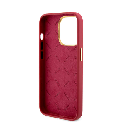 Deksel for Apple iPhone 15 Pro, Guess, Script Metal Logo & Frame, Rosa