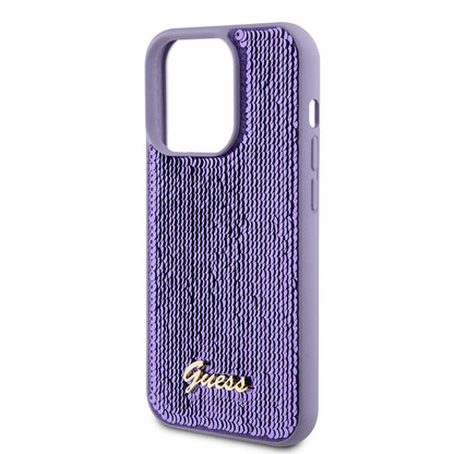Deksel for Apple iPhone 15 Pro, Guess, Sequin Script Metal, Lilla