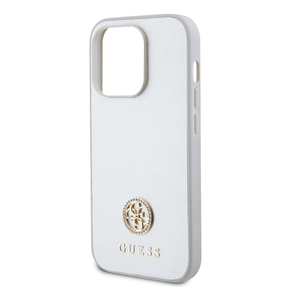 Deksel for Apple iPhone 15 Pro, Guess, Strass Metal Logo, Sølvfarget