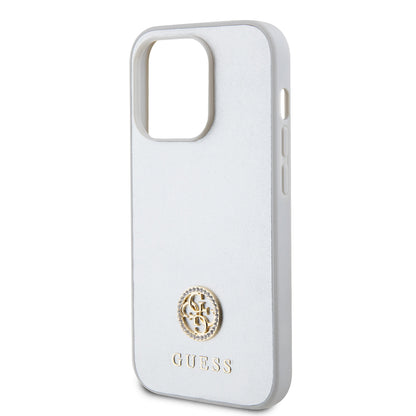 Deksel for Apple iPhone 15 Pro, Guess, Strass Metal Logo, Sølvfarget