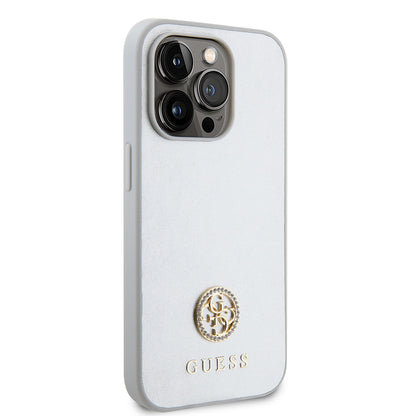 Deksel for Apple iPhone 15 Pro, Guess, Strass Metal Logo, Sølvfarget