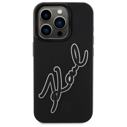 Deksel for Apple iPhone 15 Pro, Karl Lagerfeld, 3D Rubber Signature, Svart