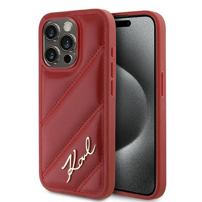 Deksel for Apple iPhone 15 Pro, Karl Lagerfeld, Diagonal Quilted Script, Rosie