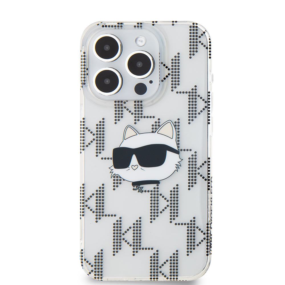 Deksel for Apple iPhone 15 Pro, Karl Lagerfeld, IML Electroplated Choupette Head, Gjennomsiktig