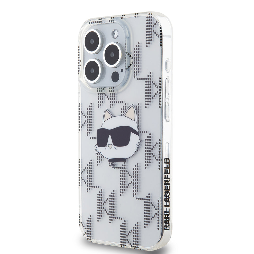 Deksel for Apple iPhone 15 Pro, Karl Lagerfeld, IML Electroplated Choupette Head, Gjennomsiktig