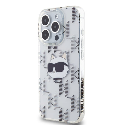 Deksel for Apple iPhone 15 Pro, Karl Lagerfeld, IML Electroplated Choupette Head, Gjennomsiktig