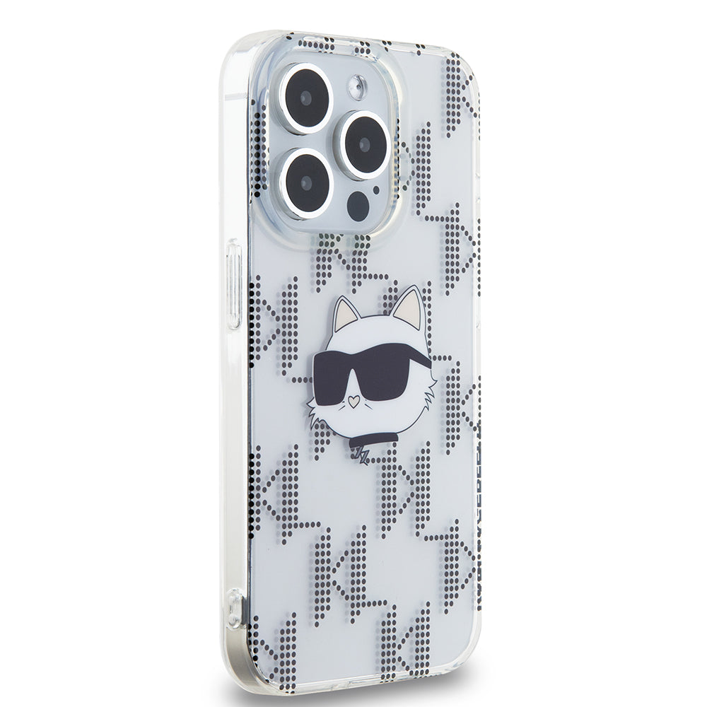 Deksel for Apple iPhone 15 Pro, Karl Lagerfeld, IML Electroplated Choupette Head, Gjennomsiktig