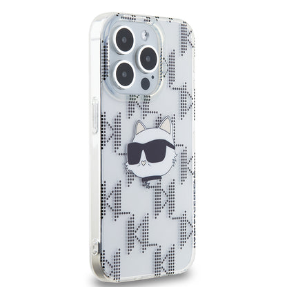 Deksel for Apple iPhone 15 Pro, Karl Lagerfeld, IML Electroplated Choupette Head, Gjennomsiktig