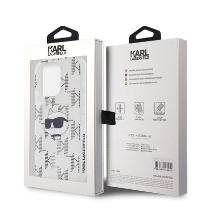 Deksel for Apple iPhone 15 Pro, Karl Lagerfeld, IML Electroplated Choupette Head, Gjennomsiktig