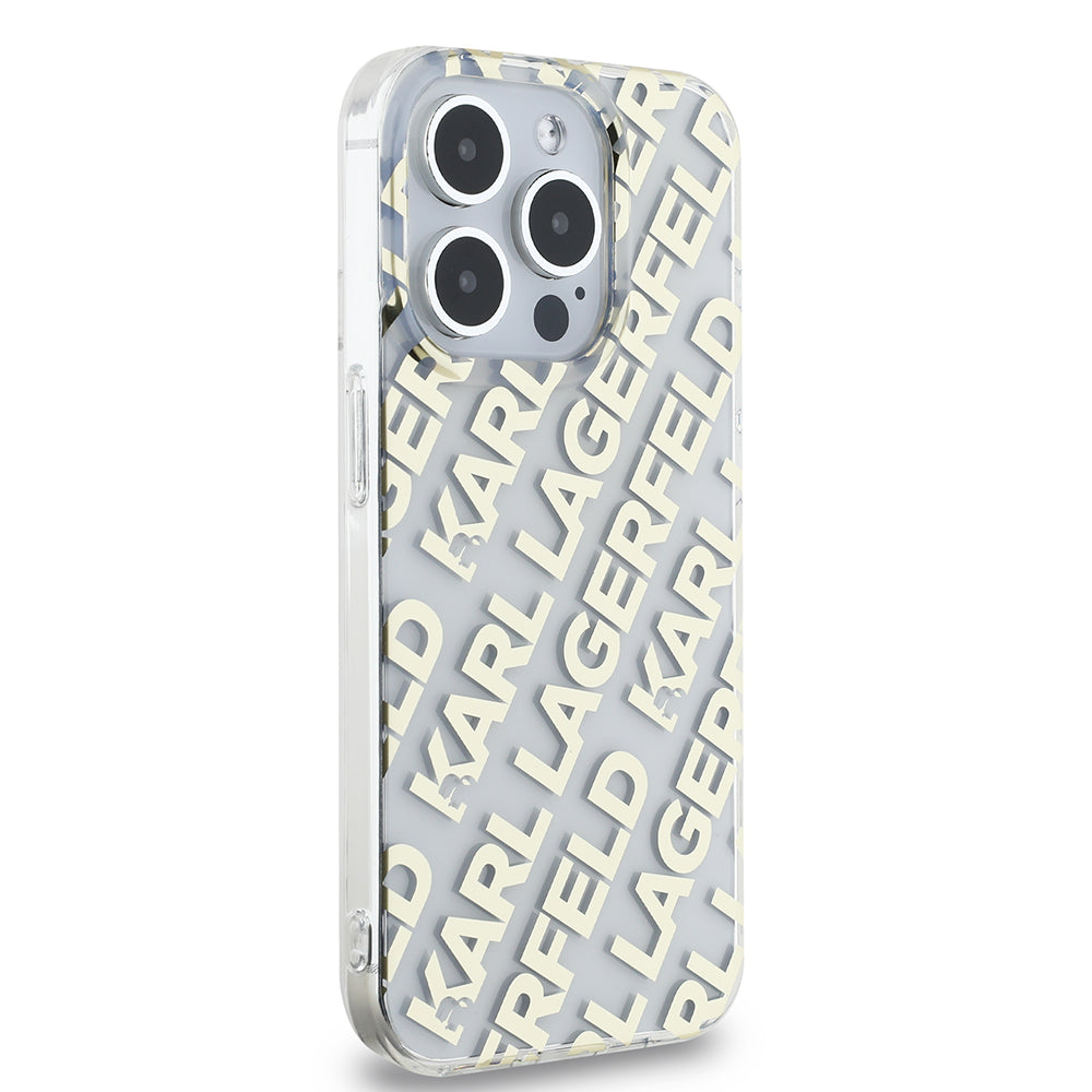 Deksel for Apple iPhone 15 Pro, Karl Lagerfeld, IML Electroplated Repeated Logo, Gull