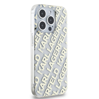 Deksel for Apple iPhone 15 Pro, Karl Lagerfeld, IML Luxury Monogram KL Pattern with Strap, Svart