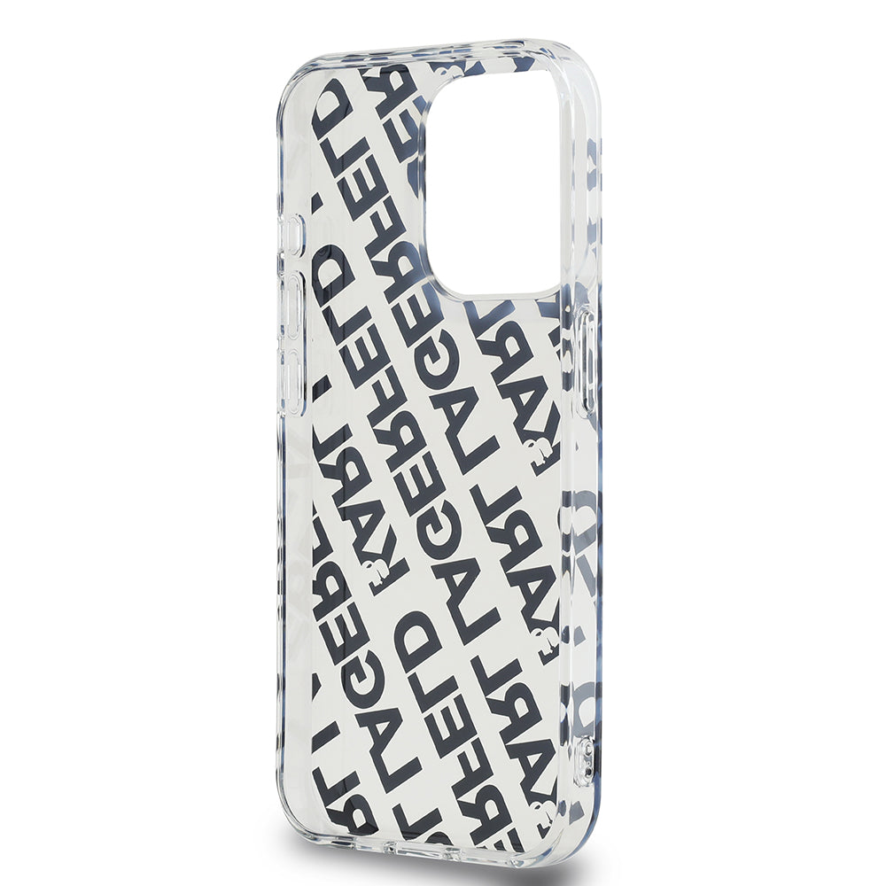 Deksel for Apple iPhone 15 Pro, Karl Lagerfeld, IML Luxury Monogram KL Pattern with Strap, Svart