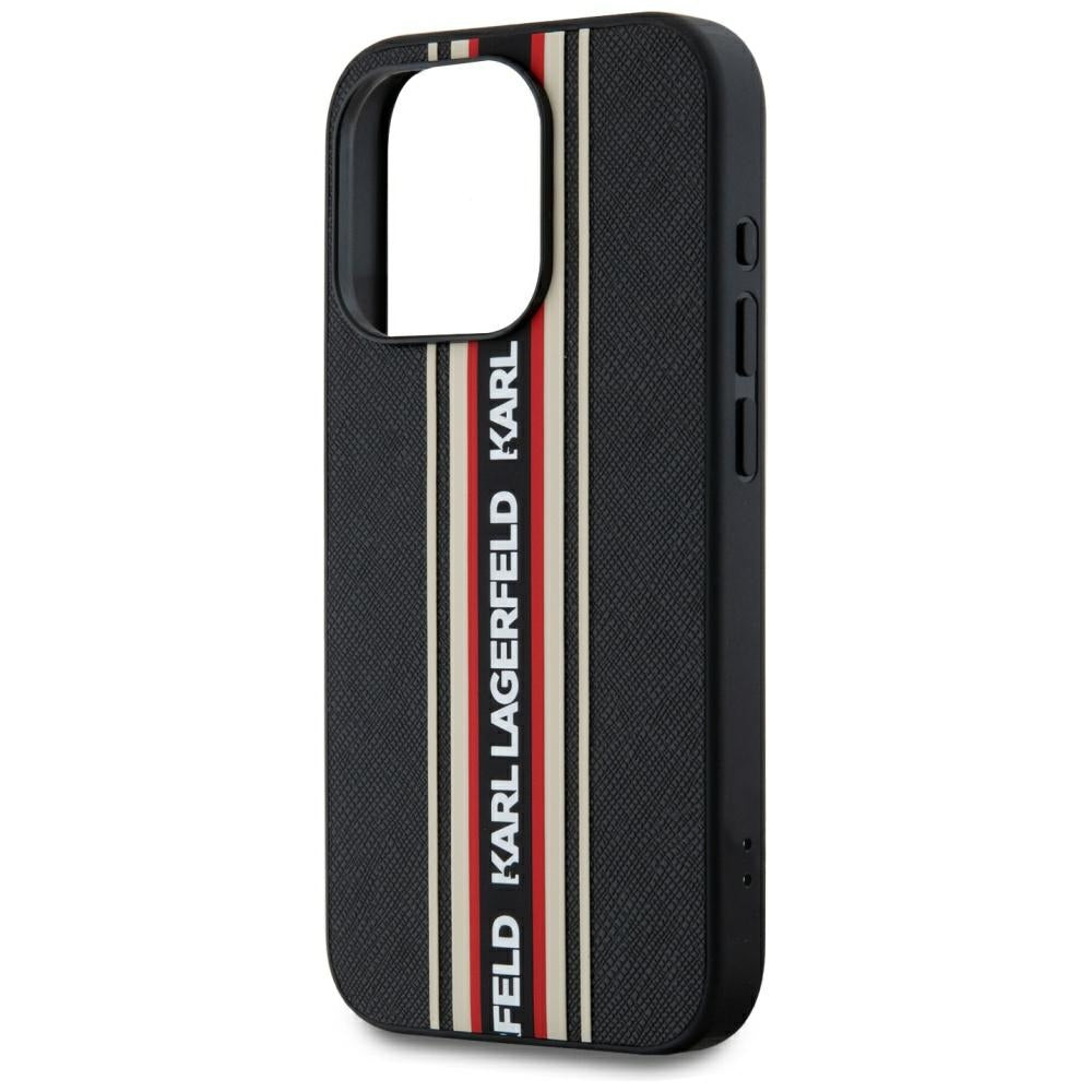 Deksel for Apple iPhone 15 Pro, Karl Lagerfeld, Saffiano Athleisure Stripes with Strap, Rosie