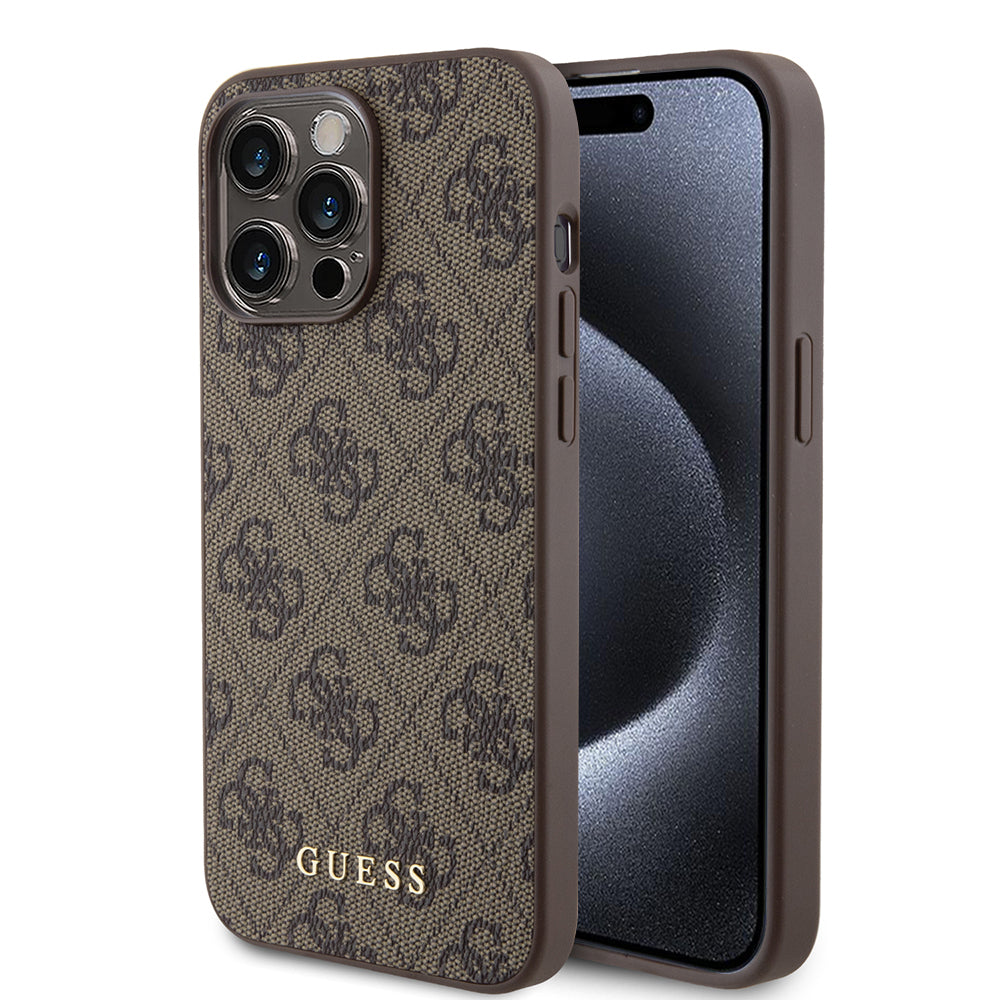 Deksel for Apple iPhone 15 Pro Max, Guess, 4G Metal Gold Logo, Brun