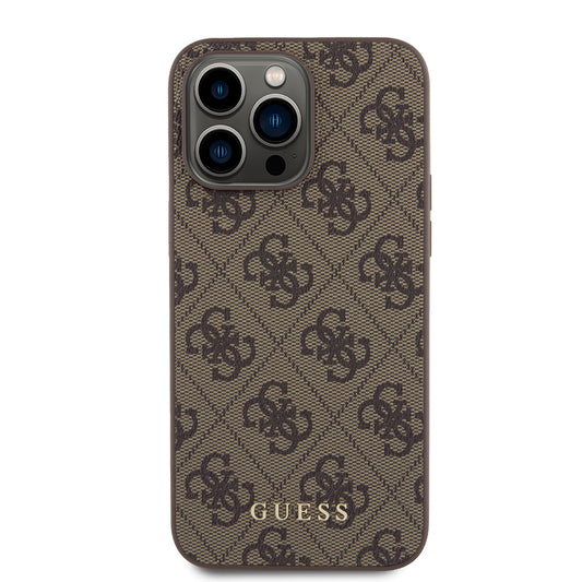 Deksel for Apple iPhone 15 Pro Max, Guess, 4G Metal Gold Logo, Brun