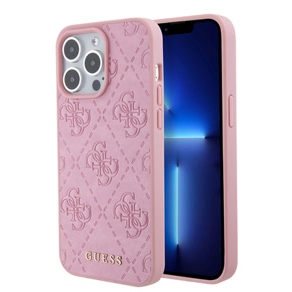 Deksel for Apple iPhone 15 Pro Max, Guess, 4G Stamped, Rosa