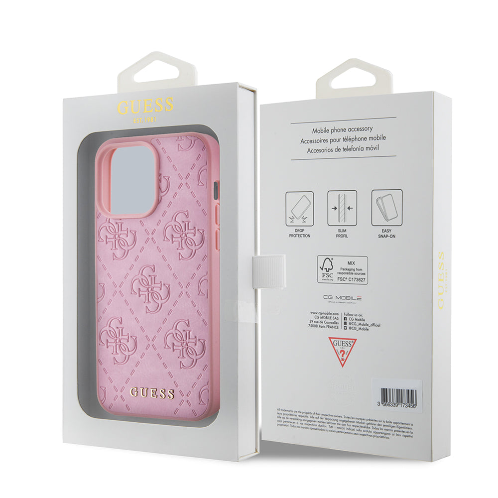 Deksel for Apple iPhone 15 Pro Max, Guess, 4G Stamped, Rosa