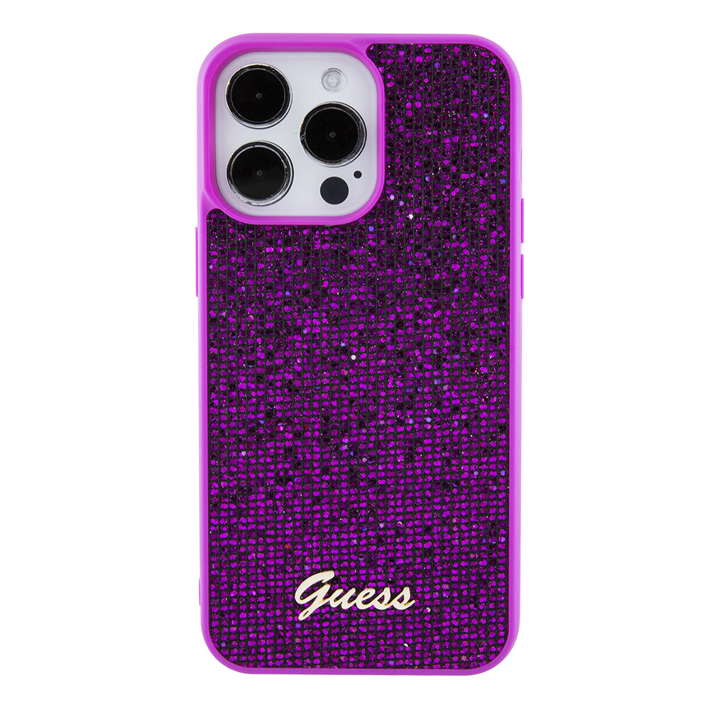 Deksel for Apple iPhone 15 Pro Max, Guess, Disco Metal Script, Fuchsia
