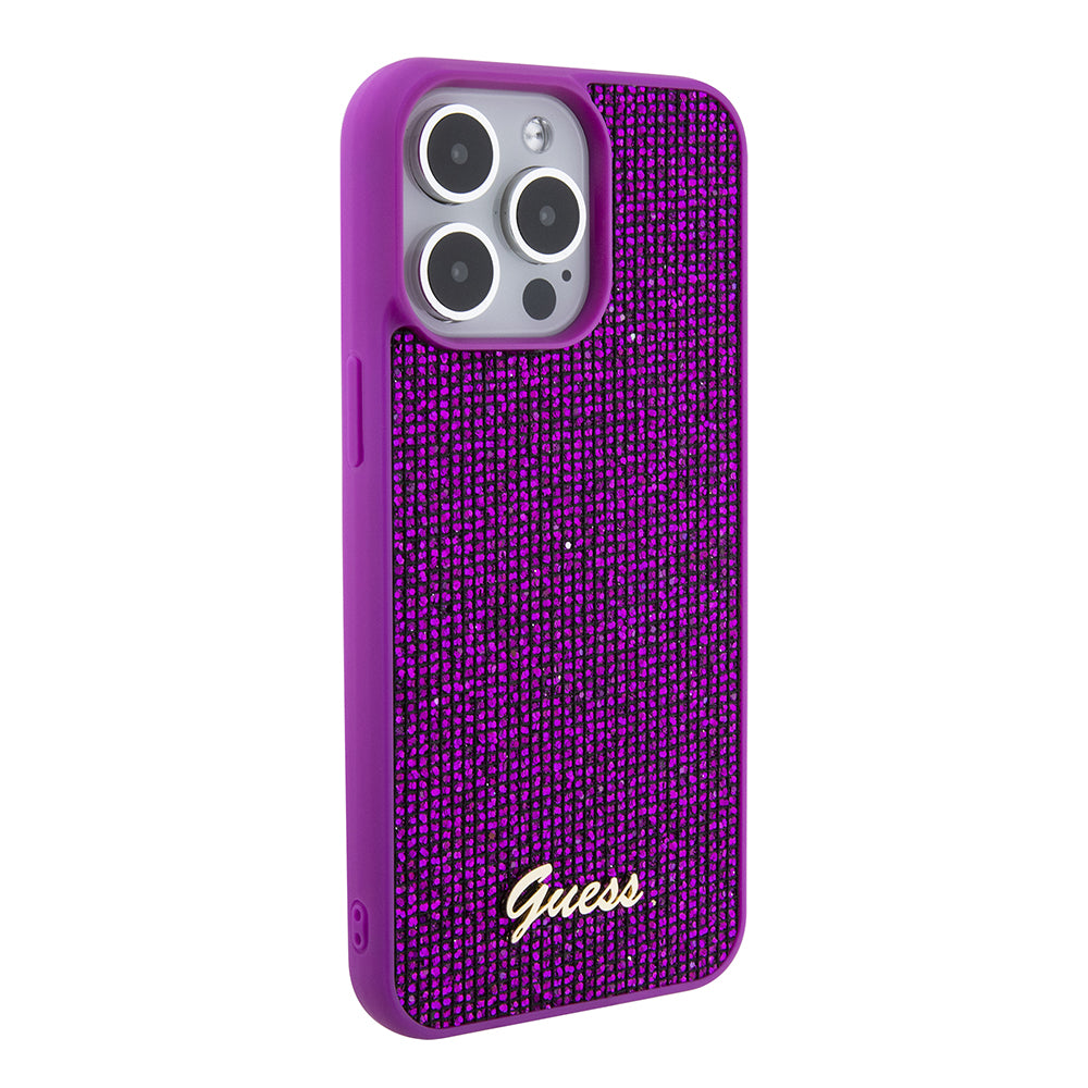 Deksel for Apple iPhone 15 Pro Max, Guess, Disco Metal Script, Fuchsia