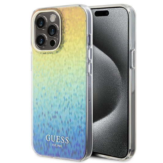 Deksel for Apple iPhone 15 Pro Max, Guess, IML Faceted Mirror Disco Iridescent, Flerfarget