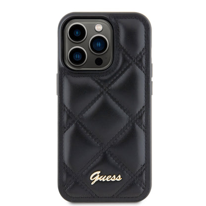 Deksel for Apple iPhone 15 Pro Max, Guess, Quilted Metal Logo, Svart