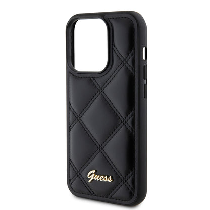 Deksel for Apple iPhone 15 Pro Max, Guess, Quilted Metal Logo, Svart