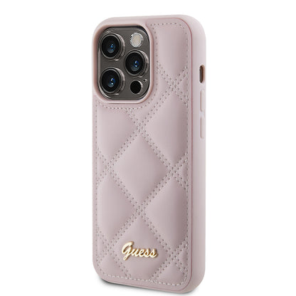 Deksel for Apple iPhone 15 Pro Max, Guess, Quilted Metal Logo, Rosa