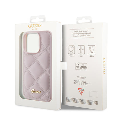 Deksel for Apple iPhone 15 Pro Max, Guess, Quilted Metal Logo, Rosa