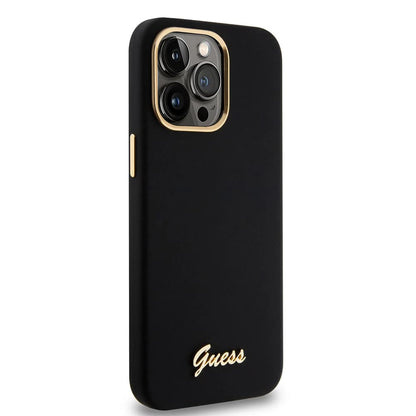 Deksel for Apple iPhone 15 Pro Max, Guess, Script Metal Logo & Frame, Svart